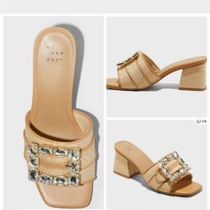 A New Day Women's Tan Mules with Buckle